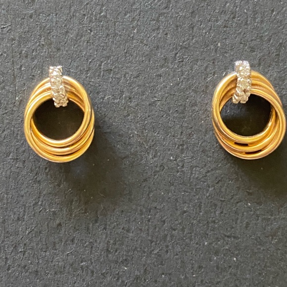 14 Kt Gold earrings with diamond - Picture 2 of 7
